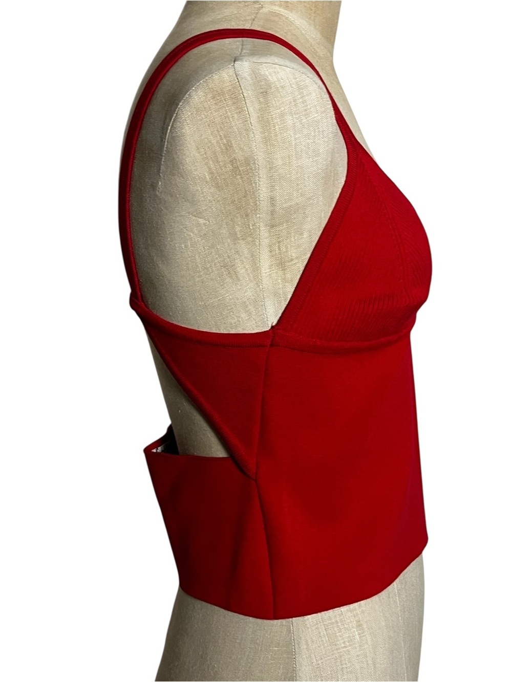 Free People Intimately Teagan Swit Red Knit Ribbed Cropped Cami Cutout M NWT - Picture 6 of 11